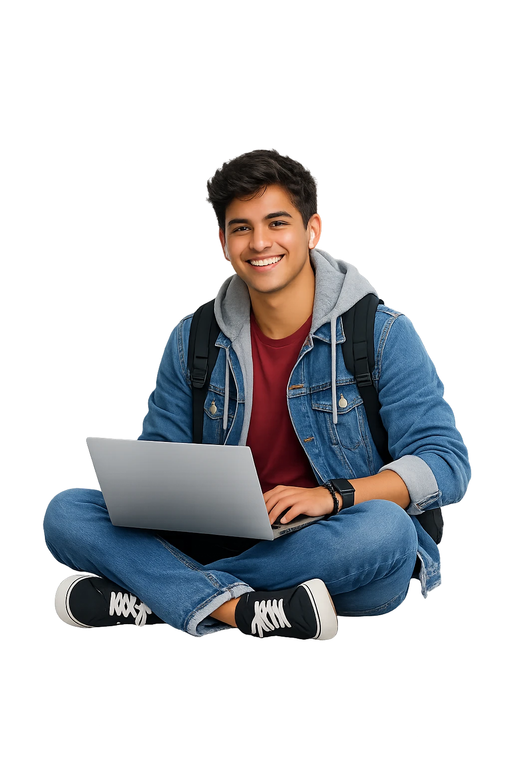 Estudiante utilizando herramientas digitales en su laptop